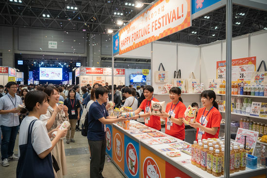 イベント会場でグッズ配布