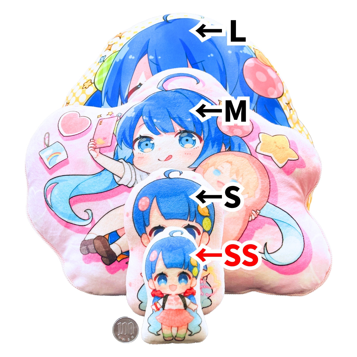 【くっつきぬい】オリジナル両面ぬい風クッションSSサイズ10×10cm